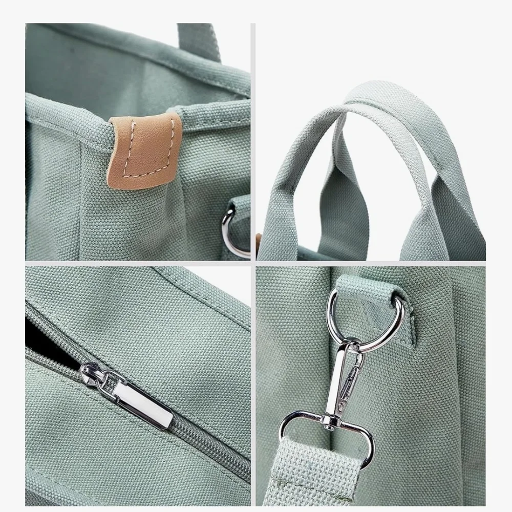 Canvas Shoulder Tote Bag in Cream - Picture 3 of 3